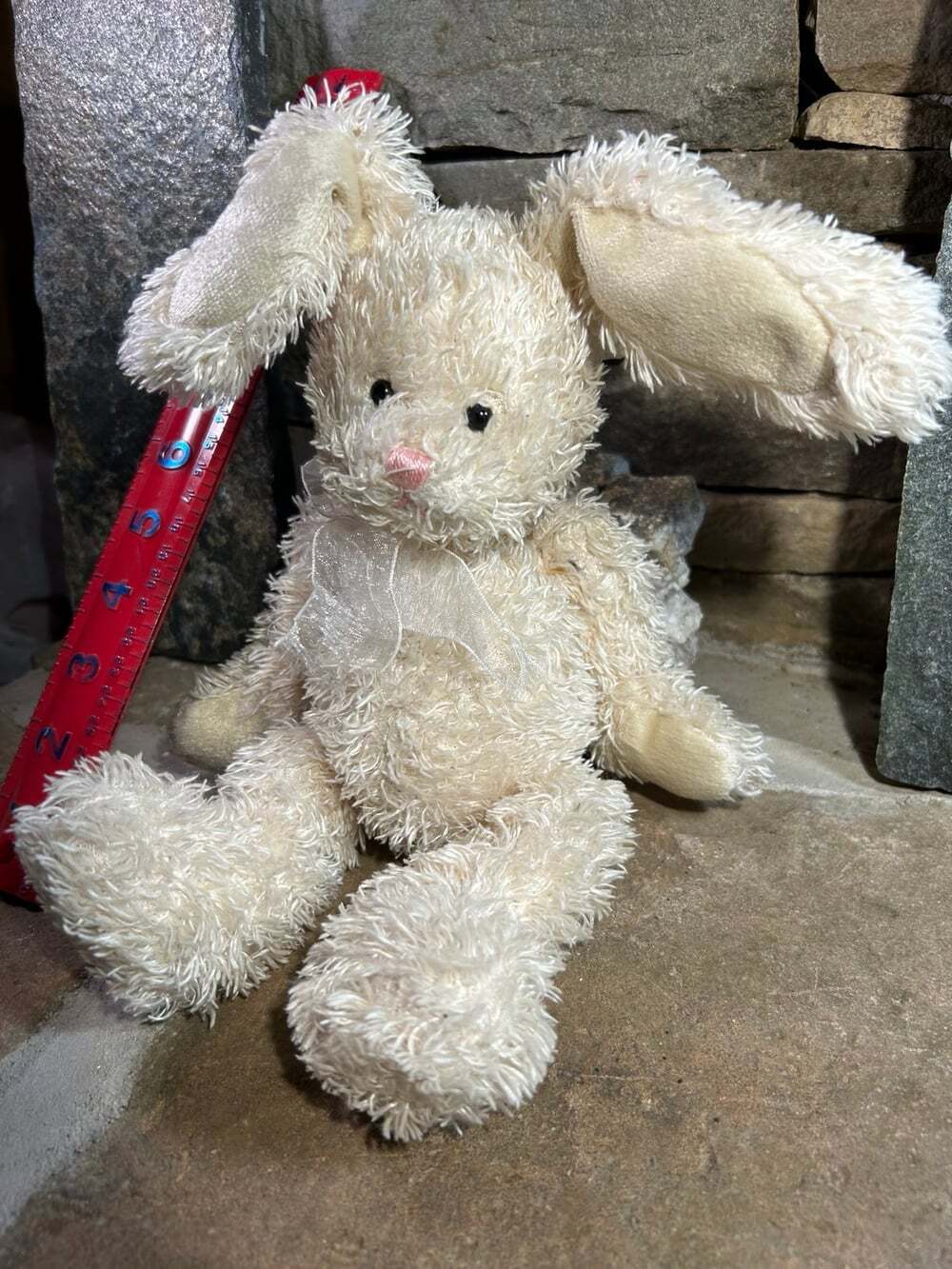 Gund Breezy Bunny Cream Color Rabbit Plush Floppy with Ribbon